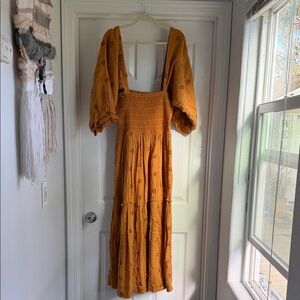 Free People Mustard Long Sleeve Dress